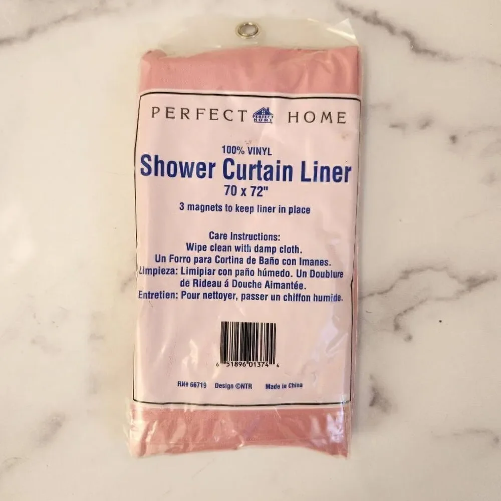 Perfect home 70x72 pink 100% vinyl shower curtain new in package